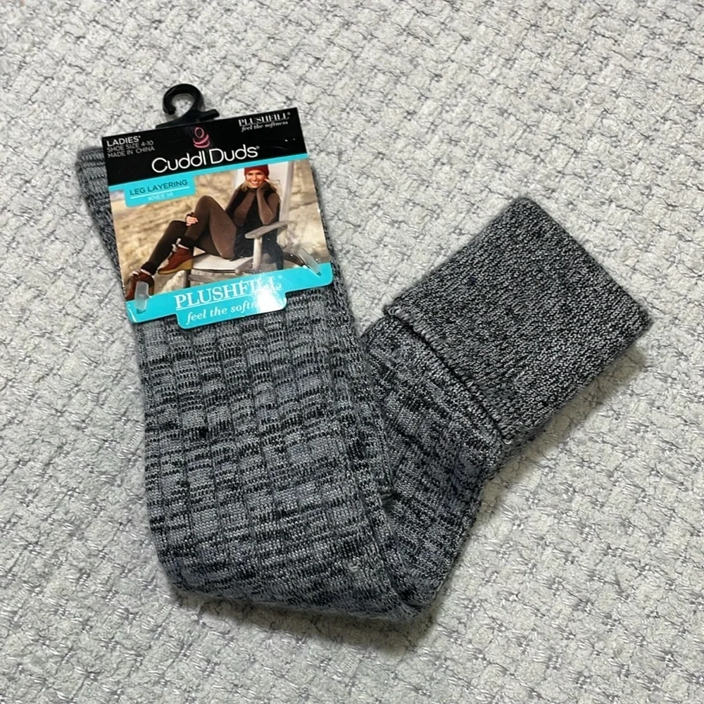 NWT’s Ladies Cuddl Duds Knee High Socks Spacedye Turncuff Graphite Size 4-10
